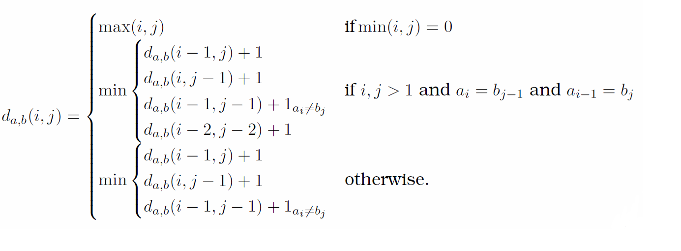 Damerau-Levenshtein equation
