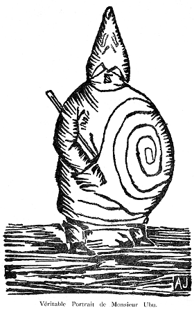 Woodcut print of Ubu by Alfred Jarry